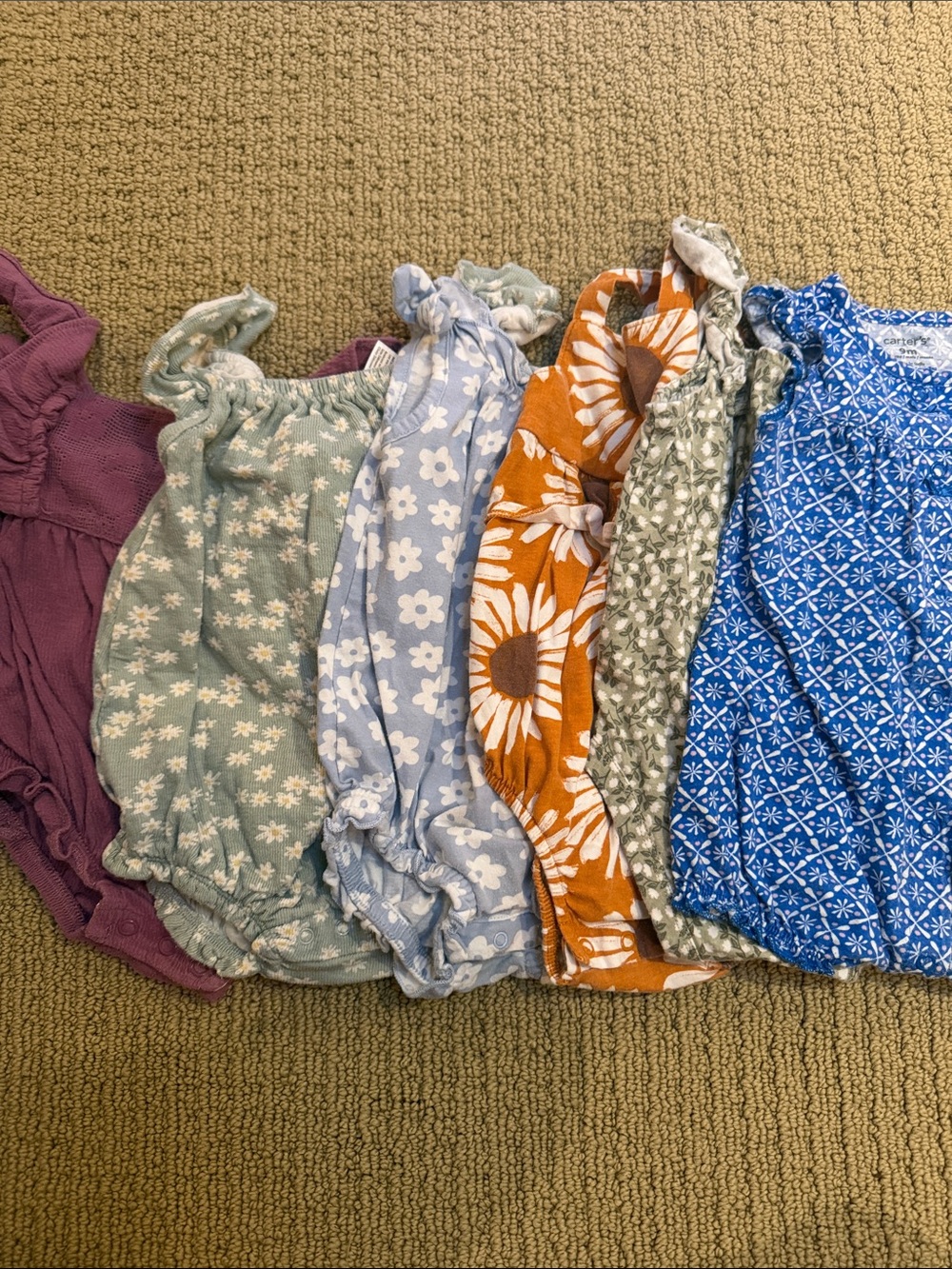 6 Piece Bundle - Baby Girl Rompers/Bubbles